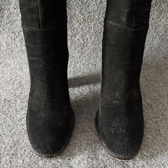 Gianni Bini Barrine Black Leather Knee High Block Heel Zip Boots Women's 6.5M - Picture 5 of 10